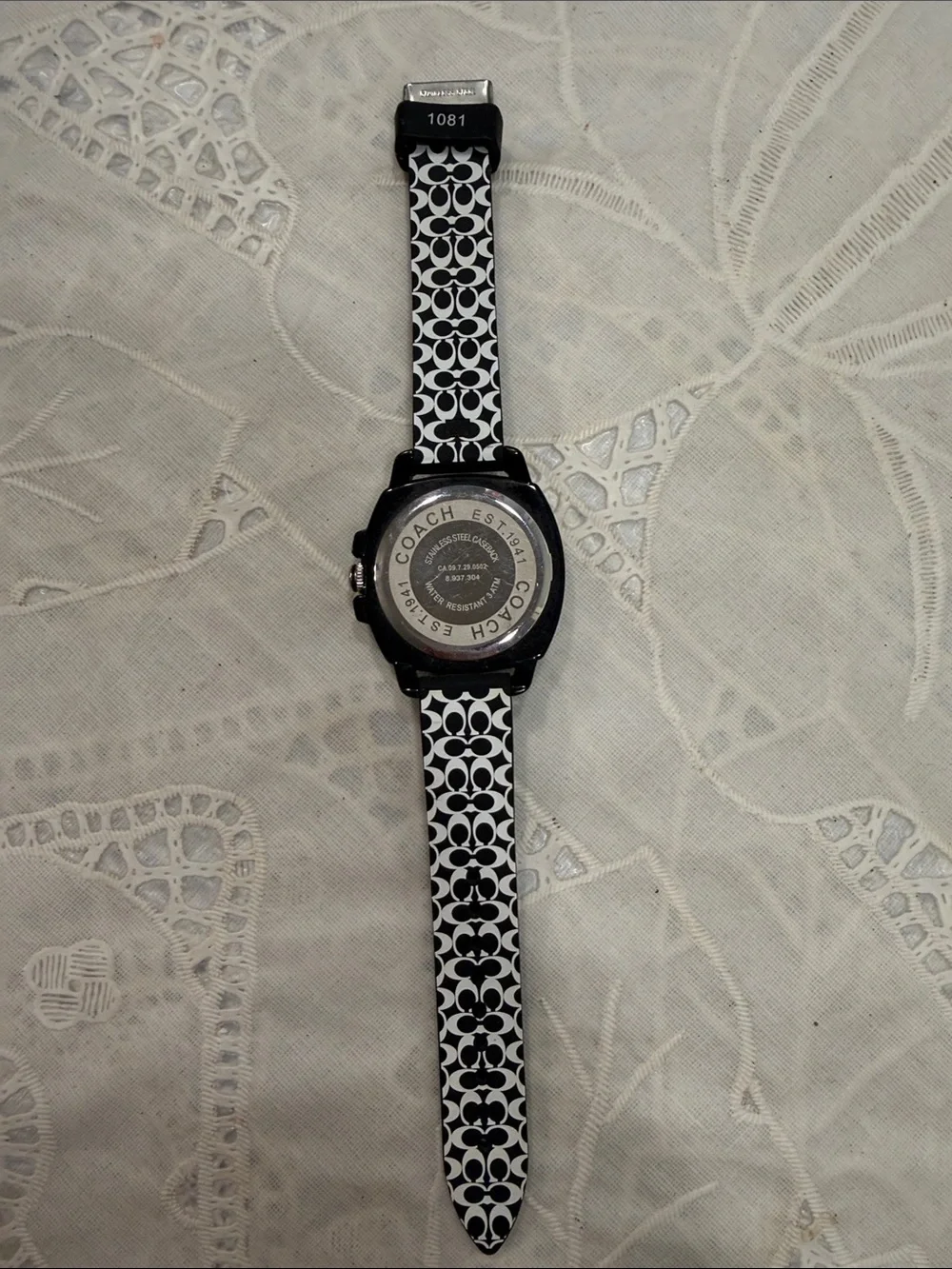 Coach Boyfriends White Dial Black Silicone Strap Watch